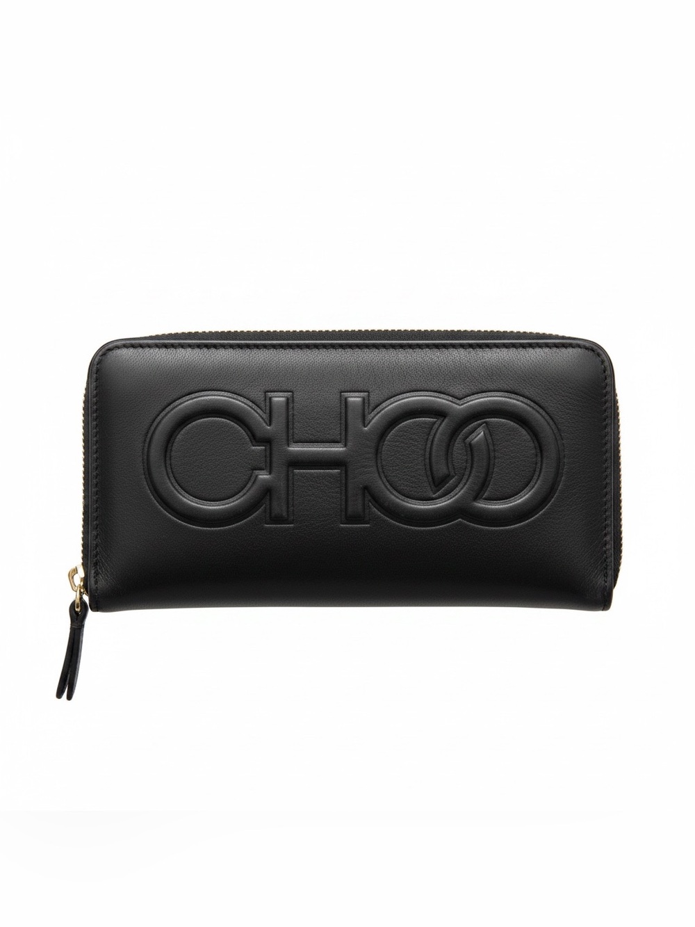 Jimmy CHOO Black Embossed Leather Zip Wallet